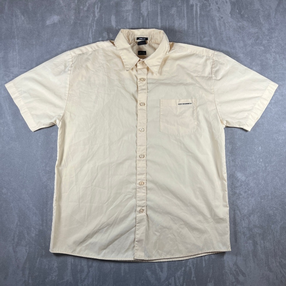 Oakley Mens True Fit Short Sleeve Button Down Shirt Cream Large